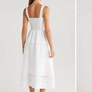 Reformation Everett Linen Midi Sundress White Size 4 NWOT $298